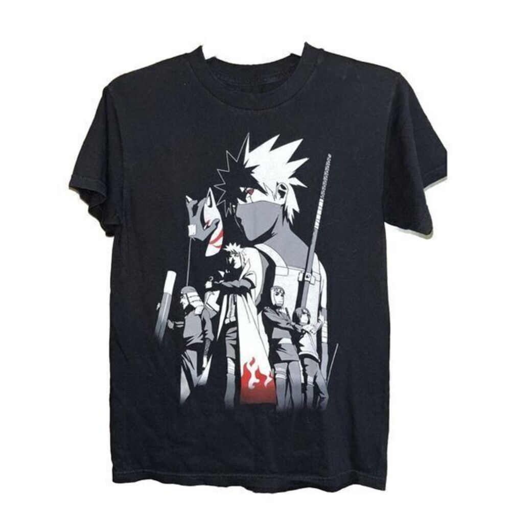 Naruto Shippuden Kakashi Anime Graphic T-Shirt Black Short Sleeve‎ gym fun shirt